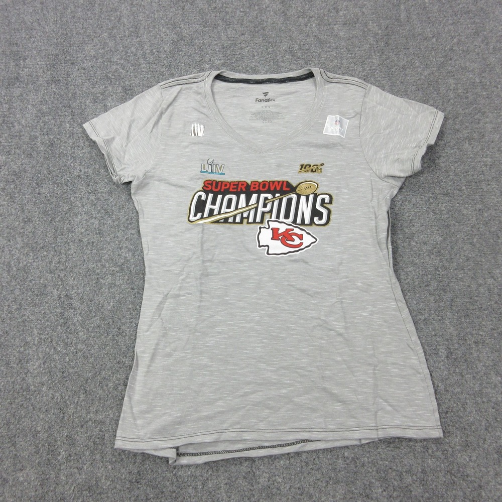 Kansas City Chiefs Shirt Womens Medium Gray NFL Super Bowl LIV Champs Fanatics